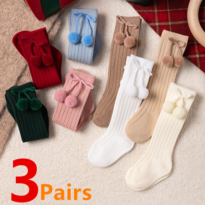 Baby Sock Oximeter - 3Pairs/Lot Baby Ball Knee High Socks