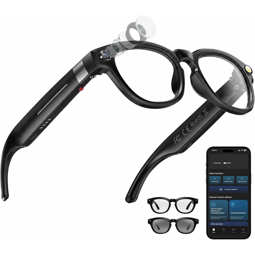 Smart Glasses Lens - Smart Glasses: 4K Camera, Bluetooth, Translation,