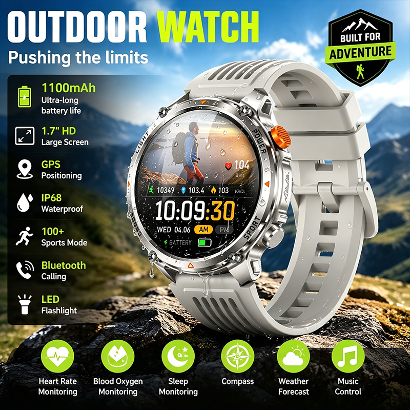 Breath Rate Monitor - Wireless Calling Smart Watch IP68 Waterproof