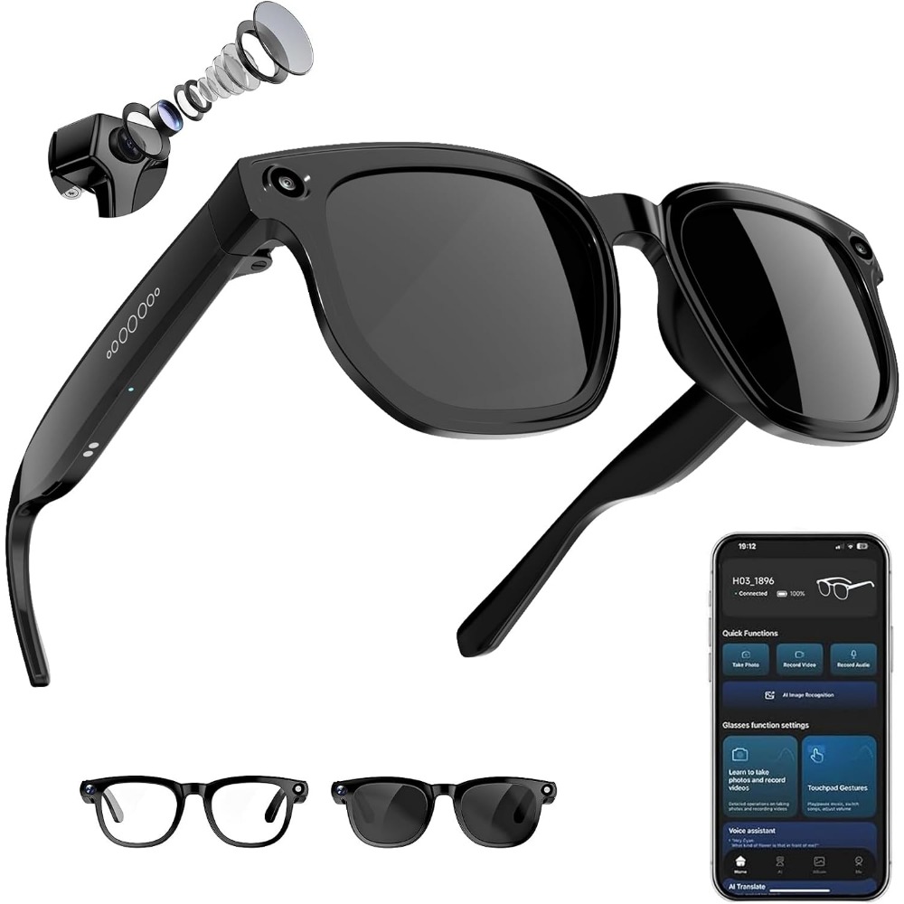 Smart Glasses with 8MP Camera, - Smart Glasses Lens ulasan dan harga
