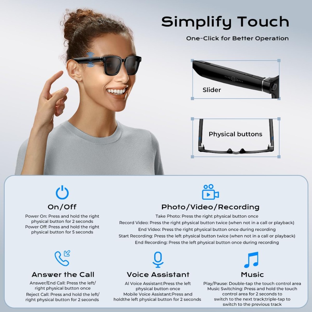 Smart HD Camera Glasses with V - Smart Glasses Lens ulasan dan harga