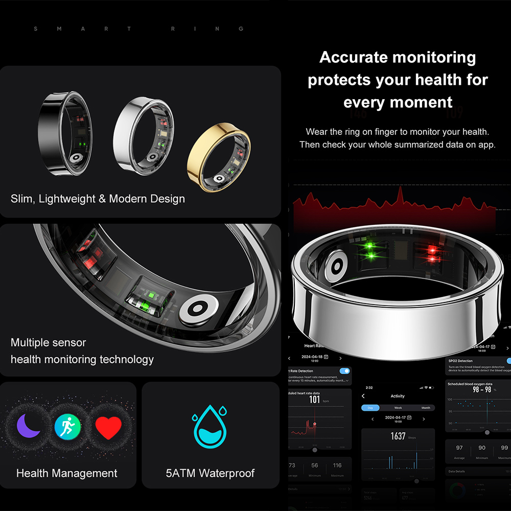 R09 Stainless Steel Smart Ring - Temperature Ring Skin ulasan dan harga