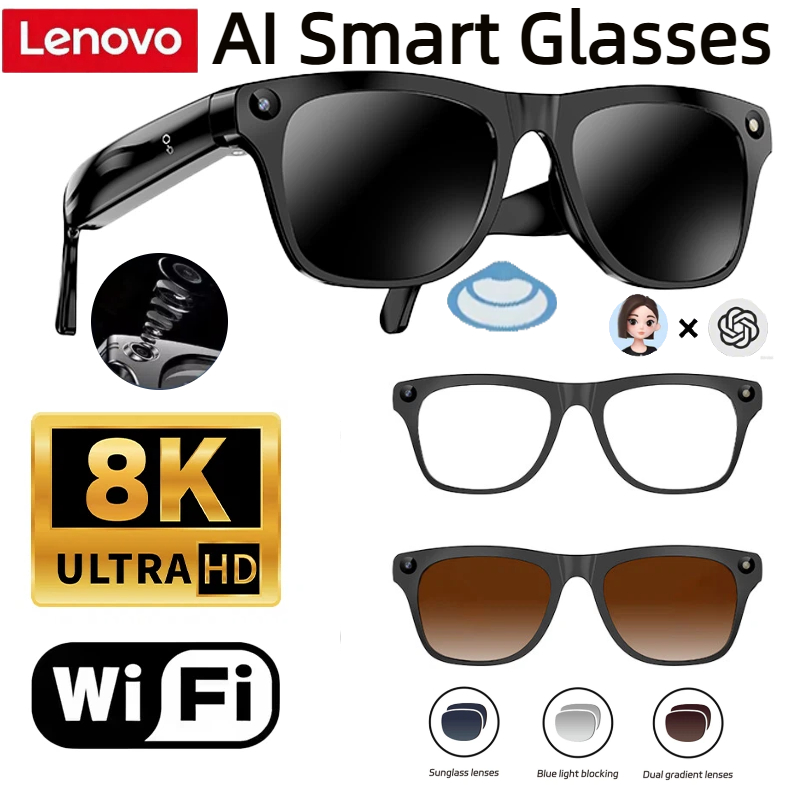 Lenovo 32G Memory 800W 4K Came - Smart Glasses Lens ulasan dan harga