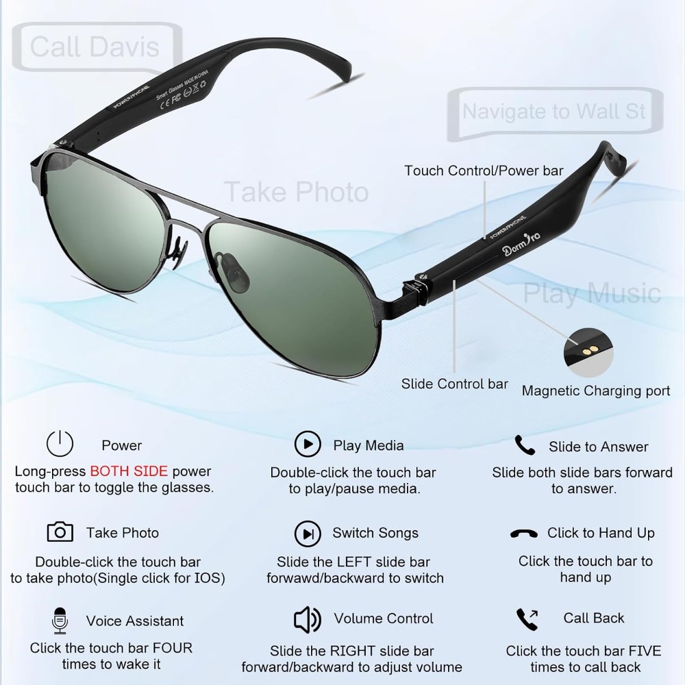 Men's Smart Glasses with 12H B - Smart Glasses Lens ulasan dan harga
