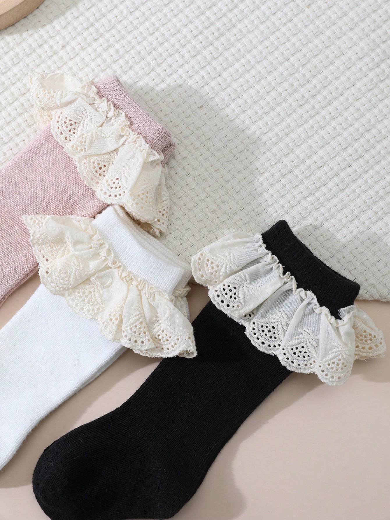 3Pairs Toddler Girls Lace Ruff - Baby Sock Oximeter ulasan dan harga