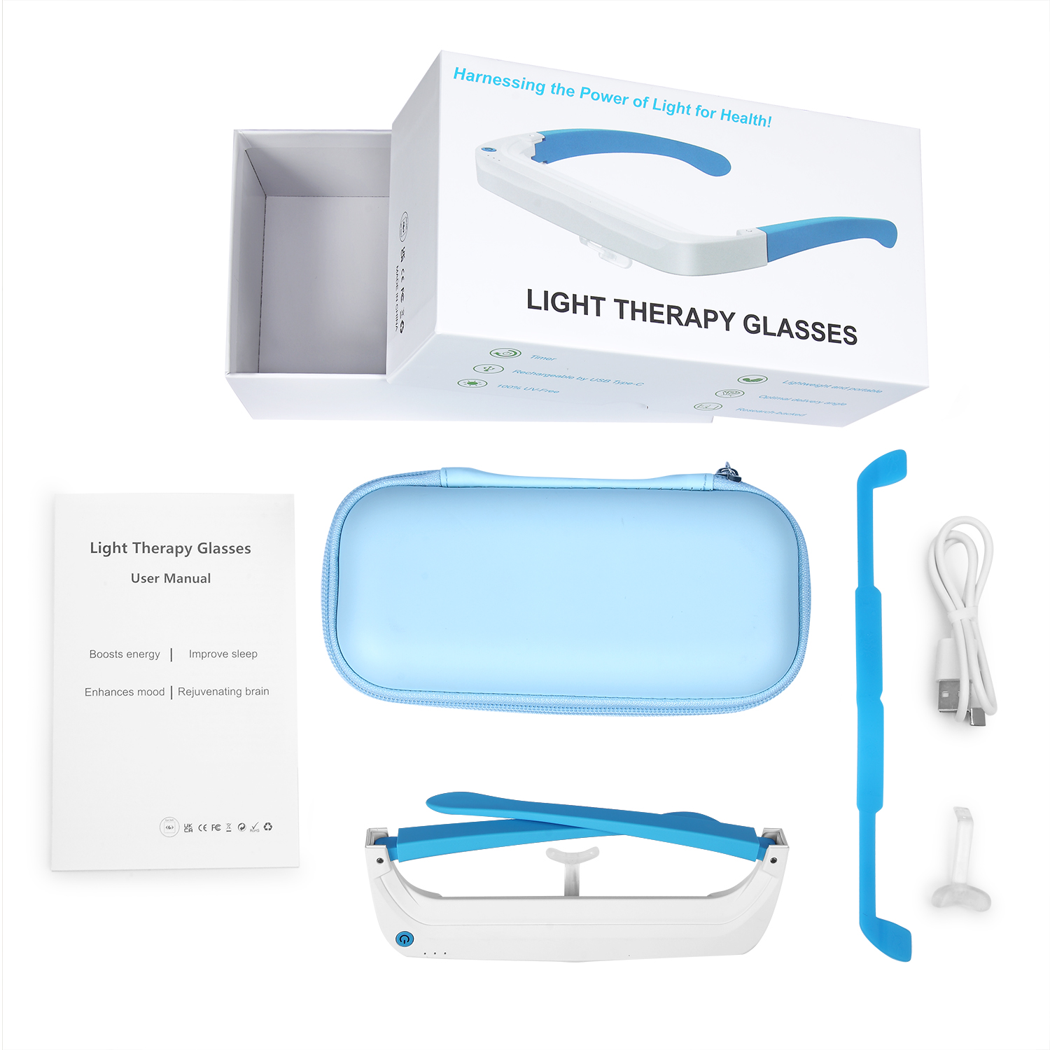 Sleep-aiding and Mind-calming  - Light Therapy Glasses ulasan dan harga