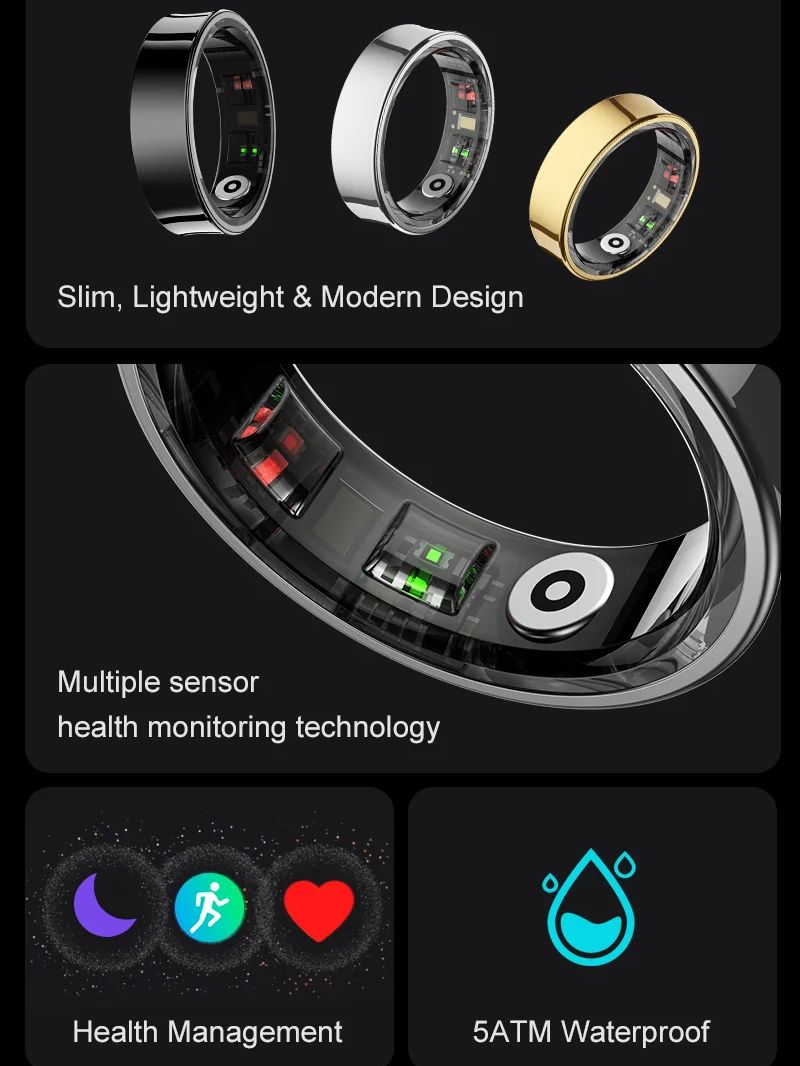 2026 Smart Ring R09 5ATM Water - Temperature Ring Skin ulasan dan harga